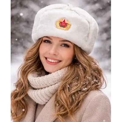 White USSR Ushanka hat Reference: 1096 | Traclet Hat Shop