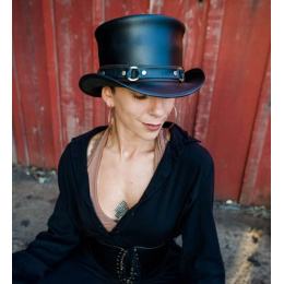 El Dorado Band Black Leather Half Top Hat - Head'N Home