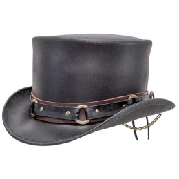 El Dorado Band Black Leather Half Top Hat - Head'N Home