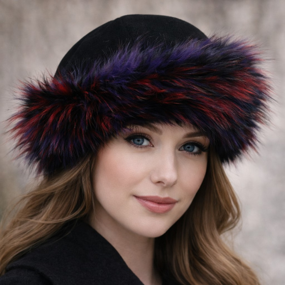 Chamonix Fur Beanie made in France - purple