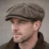 Casquette Irlandaise Birr A Carreaux Marron- Hanna Hats Reference : 9977 | Chapellerie Traclet