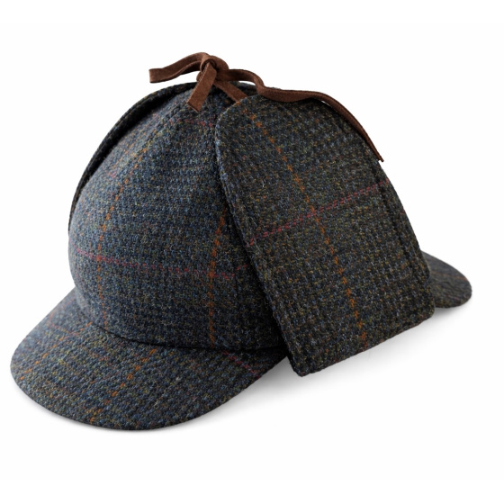 Navy Blue Checkered Sherlock Cap - Hanna Hats