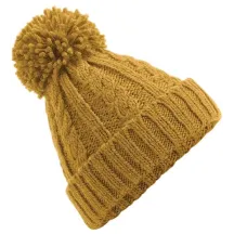 Bonnet À Pompon Tricote Oversize Moutarde - Traclet