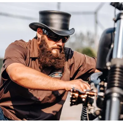 Chapeau Demi Haut de Forme Marlow Cuir Noir - American Hat Makers