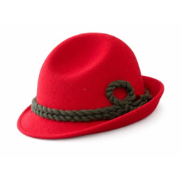 Chapeau Tyrolien Enfant Feutre Laine Rouge - Traclet