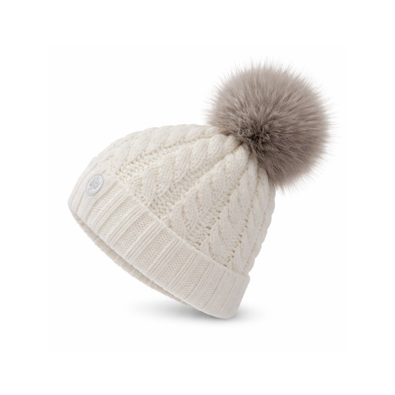Calgary White Fur Pompom Beanie - Pipolaki