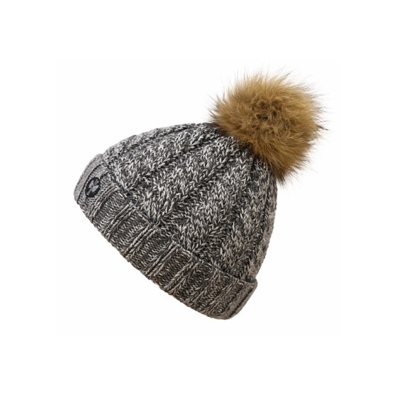 Calgary Heather Gray Pompom-Fur Beanie - Pipolaki