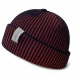 Bonnet à Revers Anzio Laine Mérinos Noir & Rouge - Traclet