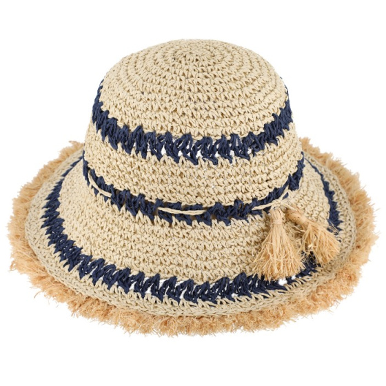 Chapeau de Paille Femme Naturel & Navy - Traclet