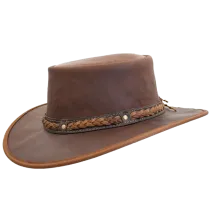 Squashy kangaroo leather hat taupe - Barmah Reference: 1016 | Traclet Hat Shop