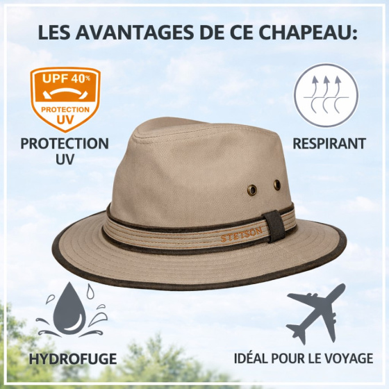 Chapeau  Ava Beige Tissu UPF 40+ - Stetson