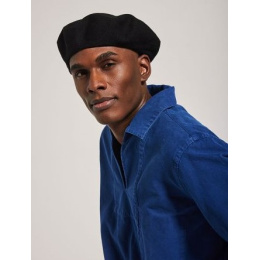 Maxi Plumes Black Cotton Beret - Laulhère