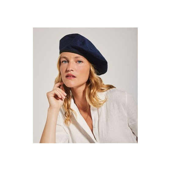 Mistral Navy Cotton & Linen Beret - Héritage by Laulhère