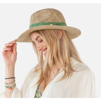 Fedora Hat Ponui Beige Glitter & Celadon - Barts ref 23288 - chapellerie Traclet r