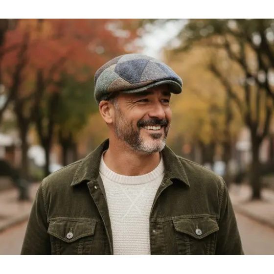 Belfaci Blue Patchwork Virgin Wool Cap - Fléchet