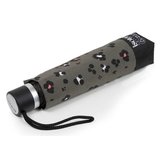 3-Section Khaki Leopard Umbrella Manual Opening & - Isotoner