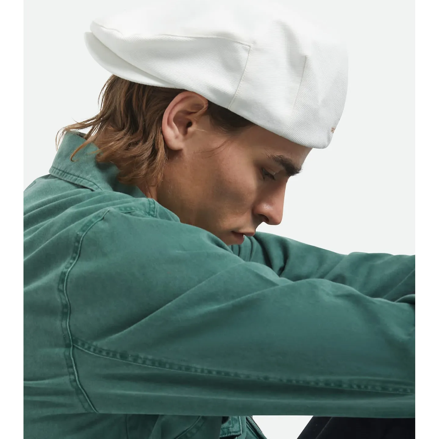 White Cotton Barrel Flat Cap - Brixton Reference: 23315| Chapellerie Traclet