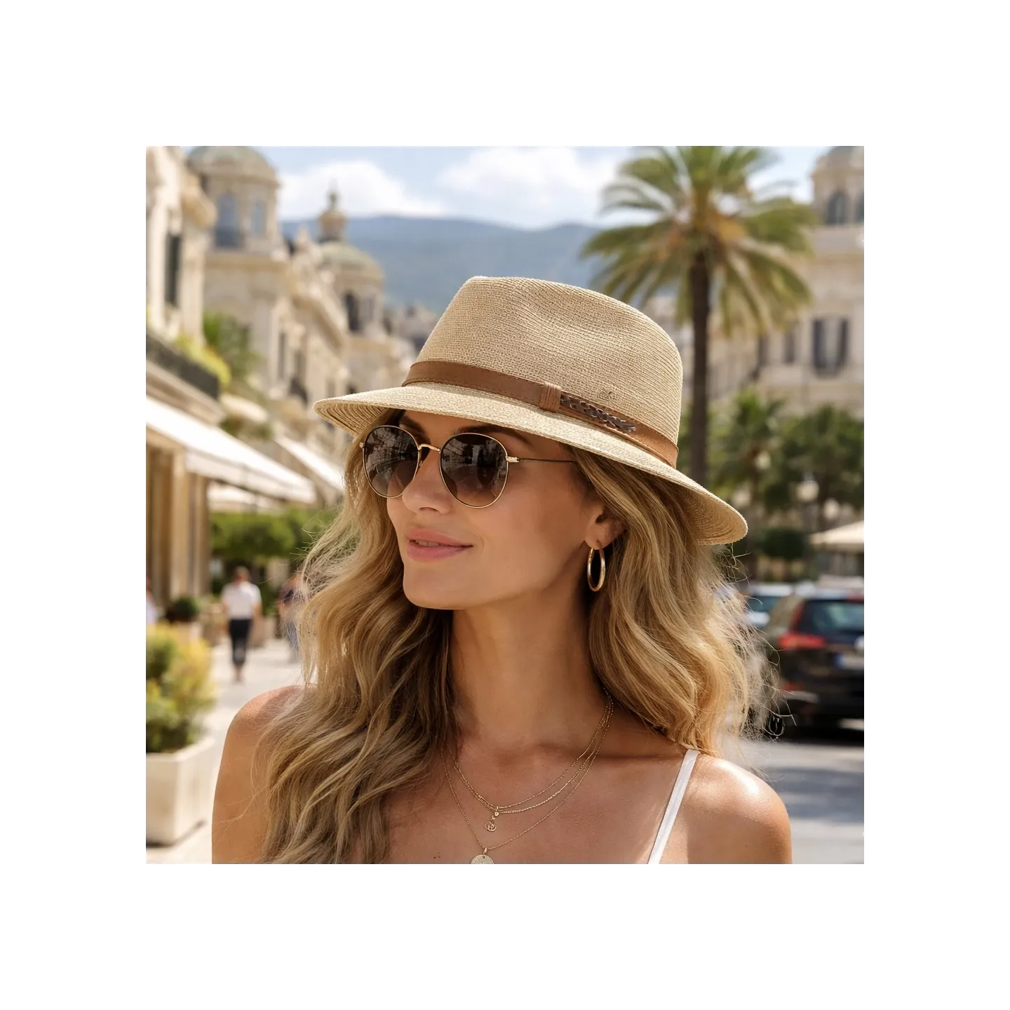 Camel Belt Raphia Traveller Hat - Fléchet | Chapellerie Traclet