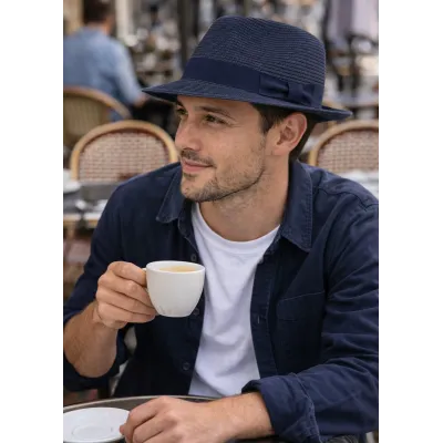 Matanzas Paper Straw Navy Fedora Hat - Traclet Reference : 23339 | Chapellerie Traclet