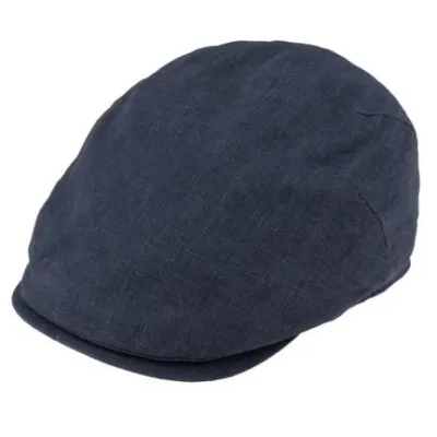 Valerio Flat Cap Navy Linen - Traclet  Reference : 23344 | Chapellerie Traclet