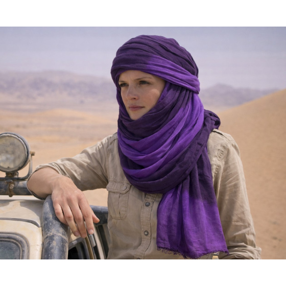Touareg Two-Tone Violet Cotton Cheche - Traclet