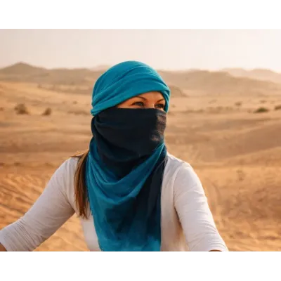Chèche Touareg Bi Couleur Bleu & Gris coton - Traclet