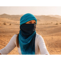 Tuareg Two-Tone Blue & Grey Cotton Cheche - Traclet