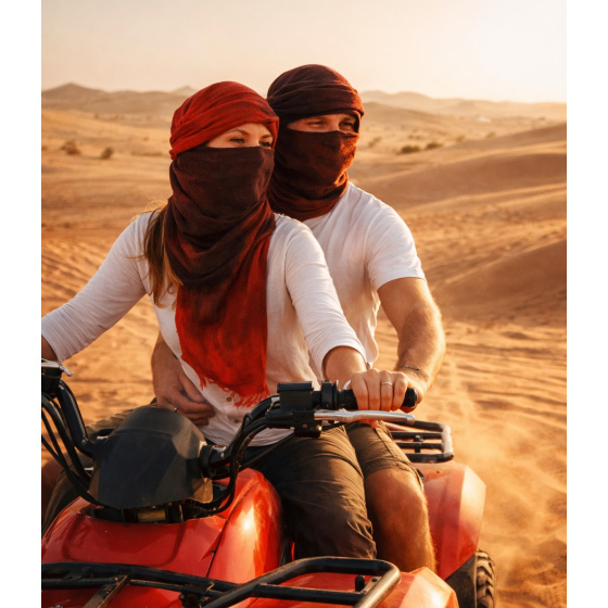 Red & Brown Bi-Colour Touareg Chèche in Cotton - Traclet