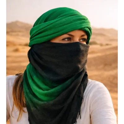 Chèche Touareg Bi Couleur Vert coton - Traclet