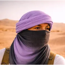 Chèche Touareg Bi Couleur Lilas & Gris coton - Traclet