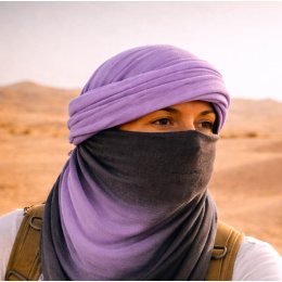 Touareg Two-Tone Lilac & Grey Cotton Chèche - Traclet