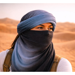 Chèche Touareg Bi Couleur Bleu & Noir coton - Traclet