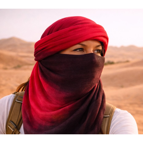 Chèche Touareg Bi-Color Wine Red Cotton - Traclet