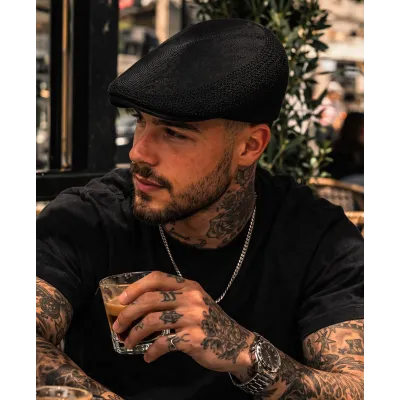 Béret Tropic 504 Ventair Noir Logo Or - Kangol