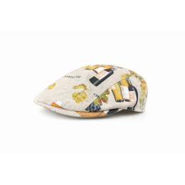 Cotton Wine Motif Flat Cap UPF 40+ - City Sport