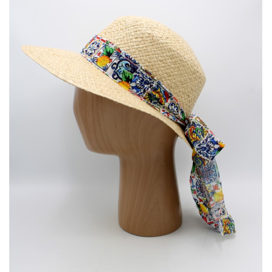 Large Brim Cap Bella Natural Straw - Traclet