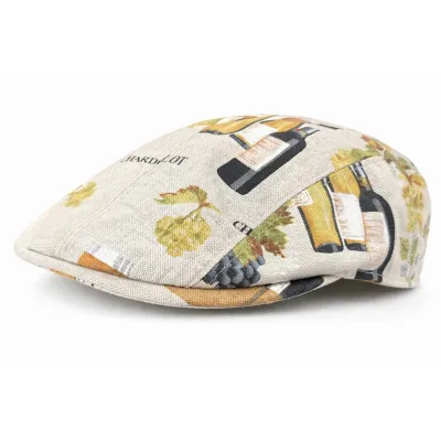 Cotton Wine Motif Flat Cap UPF 40+ - City Sport Ref 23246 | Chapellerie Traclet