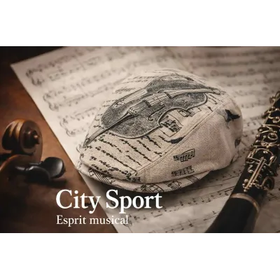 Cotton Music Note Flat Cap - City Sport | Chapellerie Traclet - ref 23242