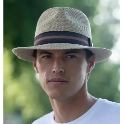 Chapeau Fedora Les chaumes Papier Paille Beige - Flechet