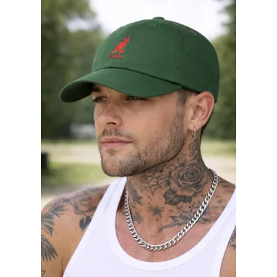 Casquette Washed Baseball Coton Vert Algue - Kangol