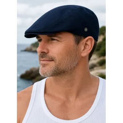 Bang Flat Cap Linen & Cotton Dark Navy - Traclet Reference: 23488| Traclet Hat Shop