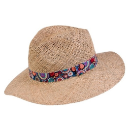 Chapeau Traveller en Paille Ruban Fleuri - MTM