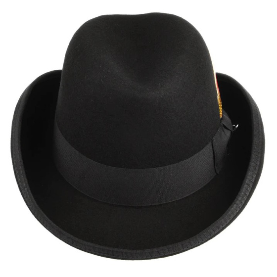 Black Wool Felt Homburg Hat - Traclet