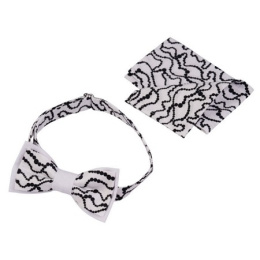 Two-Tone Black & White Bow Tie - MTM