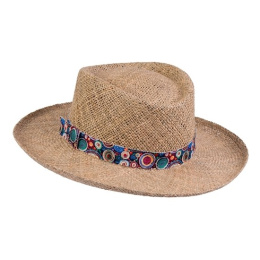 Upturn Brim Straw Hat with Floral Ribbon - MTM