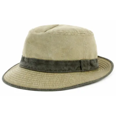 Trilby Belgrade Cotton Beige & Khaki - Crambes - ref 20301 chapellerie traclet