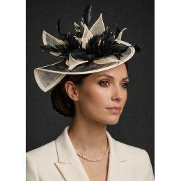 Aliska Black & Beige Ceremony Hat - Traclet
