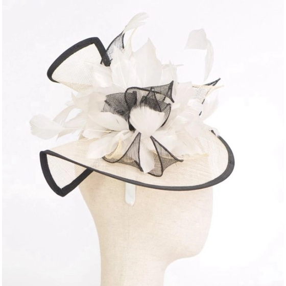 Nina Ivory & Black Ceremony Hat - Traclet