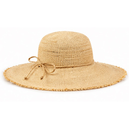Angelica Raphia Crochet Natural Fringe Sun Hat - Traclet