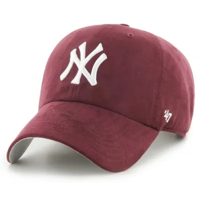 Cap 47 CAP MLB NEW YORK YANKEES BALLPARK SUEDE CLEAN UP Bordeaux | ref 23609 Chapellerie Traclet